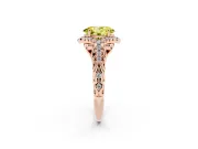 Oval Hidden Halo Filigree Engagement Ring Setting for a Fancy Yellow Lab-Grown Diamond | Rose Gold
