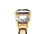 Princess Cut Three Stone Engagement Ring Setting for a Black Center | Wide Plain Band | Yellow Gold