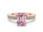 Emerald Cut Vintage Pavé Engagement Ring Setting for a Fancy Pink Lab-Grown Diamond | Rose Gold