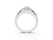 Marquise Pave Halo Engagement Ring Setting | Pave Band | White Gold