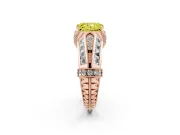 Fancy Yellow Radiant Cut Diamond Vintage-Inspired Milgrain Ring Set in Rose gold with Accent Split Shank