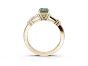 Emerald Cut Tapered Baguette Engagement Ring Setting for a Fancy Green Lab-Grown Diamond | Bar Set Sides | Yellow Gold