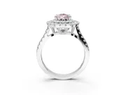 Fancy Pink Pear-Shaped Lab-Grown Diamond Double Halo Statement Ring Set in Platinum with Pavé Band