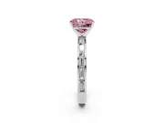 Fancy Pink Radiant Cut Diamond Solitaire Ring Set in White gold with Channel-Set Baguette Band and Prong Setting