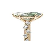 Marquise Graduated Solitaire Engagement Ring Setting for a Fancy Green Lab-Grown Diamond | Yellow Gold