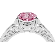 Cushion Cut Floral Pavé Engagement Ring Setting for a Fancy Pink Lab-Grown Diamond | White Gold