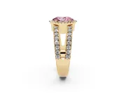 Oval Halo Split Shank Engagement Ring Setting for a Fancy Pink Lab-Grown Diamond | Yellow Gold