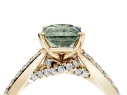 Radiant Cut Pavé Solitaire Engagement Ring Setting for a Fancy Green Lab-Grown Diamond | Crossover Gallery | Yellow Gold