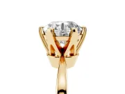 Round Cut Diamond Solitaire Engagement Ring Set in Yellow gold with Slim Tapered Solitaire Band