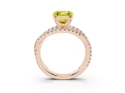 Fancy Yellow Asscher Cut Diamond Solitaire Twist Band Ring Set in Rose gold with Pavé Setting and Prong Head
