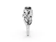 Cushion Cut Leaf Bypass Engagement Ring Setting for a Black Center | Pavé Leaf Accents | White Gold