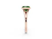Fancy Green Bezel Set Radiant Cut Diamond Solitaire Ring Set in Rose gold with Tapered Band