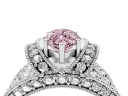 Marquise Vintage Pave Engagement Ring Setting for a Fancy Pink Lab-Grown Diamond | Milgrain Edges | Platinum