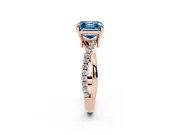 Asscher Cut Twist Engagement Ring Setting for a Fancy Blue Lab-Grown Diamond | Rose Gold