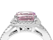 Asscher Cut Halo Split Shank Engagement Ring Setting for a Fancy Pink Lab-Grown Diamond | Pavé Shoulders | Platinum