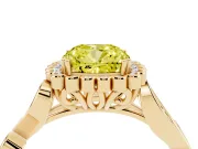 Cushion Cut Leaf Halo Engagement Ring Setting for a Fancy Yellow Lab-Grown Diamond | Yellow Gold