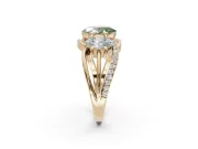 Oval Three Stone Split Shank Engagement Ring Setting for a Fancy Green Lab-Grown Diamond | Matching Sides | Yellow Gold