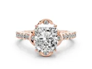 Radiant Cut Floral Petal Engagement Ring Setting | Petal Accents | Rose Gold