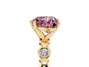 Heart-Shaped Station Engagement Ring Setting for a Fancy Pink Lab-Grown Diamond | Yellow Gold