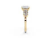 Asscher Cut Side Stone Engagement Ring Setting | Two-Row Shoulder Clusters | Yellow Gold
