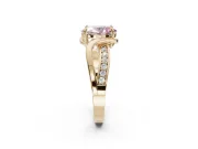 Oval Bypass Solitaire Engagement Ring Setting for a Fancy Pink Lab-Grown Diamond | Pavé and Plain Strands | Yellow Gold