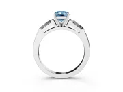 Emerald Cut Three Stone Engagement Ring Setting for a Fancy Blue Lab-Grown Diamond | Tapered Baguettes | Sterling Silver