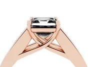 Fancy Black Asscher Cut Diamond Solitaire Ring Set in Rose gold with Channel-Set Accent Stones and Prong Setting