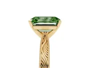 Emerald Cut Engraved Engagement Ring Setting for a Fancy Green Lab-Grown Diamond | Yellow Gold