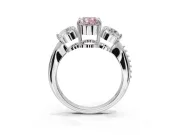 Oval Three Stone Engagement Ring Setting for a Fancy Pink Lab-Grown Diamond | Tapered Pave Band | Sterling Silver