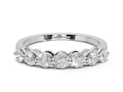 Round Lab-Grown Diamond Half Eternity Wedding Band | Raised Round Heads | Platinum