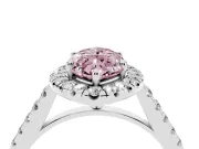 Marquise Halo Engagement Ring Setting for a Fancy Pink Lab-Grown Diamond | Pave Shoulders | Sterling Silver