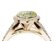 Heart-Shaped Halo Pavé Engagement Ring Setting for a Fancy Yellow Lab-Grown Diamond | Narrow Split Shank | Yellow Gold