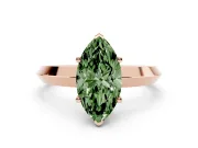 Fancy Green Marquise Cut Diamond Solitaire Engagement Ring Set in Rose gold with Flat Band and Prong Setting