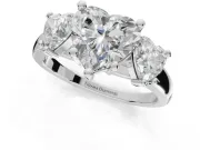 Heart-Shaped Three Stone Engagement Ring Setting | Wide Tapered Shoulders | Sterling Silver