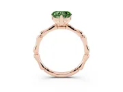 Fancy Green Heart Cut Diamond Solitaire Ring Set in Rose gold with Bamboo Band and Prong Setting
