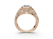 Asscher Cut Vintage Bezel Engagement Ring Setting for a Fancy Blue Lab-Grown Diamond | Rose Gold