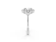 Radiant Cut Vintage Cluster Engagement Ring Setting | Beaded Edges | Platinum