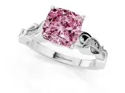 Cushion Cut Vine Engagement Ring Setting for a Fancy Pink Lab-Grown Diamond | Platinum