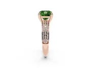 Princess Cut Three Row Pave Engagement Ring Setting for a Fancy Green Lab-Grown Diamond | Rose Gold