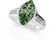 Marquise Half Bezel Engagement Ring Setting for a Fancy Green Lab-Grown Diamond | White Gold