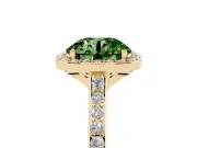 Round Halo Engagement Ring Setting for a Fancy Green Lab-Grown Diamond | Yellow Gold - Design NV-24729