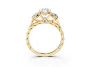 Marquise Cut Diamond Three-Stone Ring Set in Yellow gold with Braided Band