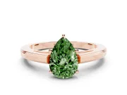 Pear-Shaped Solitaire Engagement Ring Setting for a Fancy Green Lab-Grown Diamond | Stepped Flat Band | Rose Gold