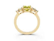 Asscher Cut Cluster Side Stone Engagement Ring Setting for a Fancy Yellow Lab-Grown Diamond | Plain Band | Yellow Gold