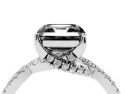 Asscher Cut Twisted Pavé Engagement Ring Setting for a Black Center | Split Shank | White Gold
