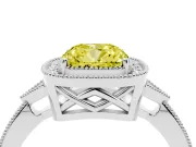 Cushion Cut Halo Engagement Ring Setting for a Fancy Yellow Lab-Grown Diamond | Sterling Silver - Design NV-24762