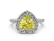 Fancy Yellow Heart Cut Diamond Halo Pavé Solitaire Ring Set in Silver with Prong-Set Center Stone