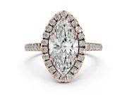 Marquise Raised Halo Engagement Ring Setting | Pave Band | Rose Gold