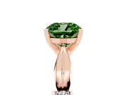 Fancy Green Cushion Cut Diamond Solitaire Twisted Band Ring Set in Rose gold with Accent Stones and Prong Setting