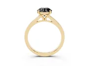 Round Pavé Solitaire Engagement Ring Setting for a Black Center | Sweeping Shoulders | Yellow Gold